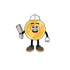 Mascot of thai baht as a butcher