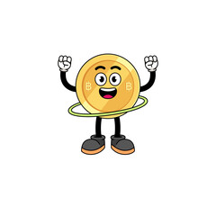 Character Illustration of thai baht playing hula hoop