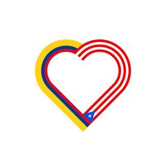 unity concept. heart ribbon icon of colombia and puerto rico flags. vector illustration isolated on white background