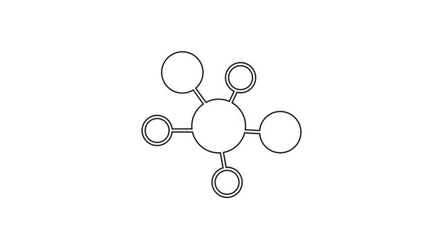 Black line Mind map infographic icon isolated on white background. 4K Video motion graphic animation