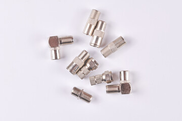 Cable lug for connecting electric wires, Terminal block isolated on white background