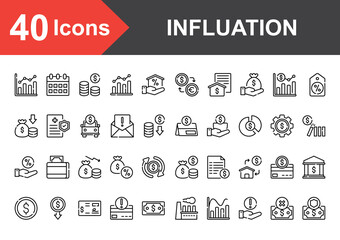 Inflation icon set with outline style