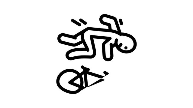 fall bike man accident line icon animation