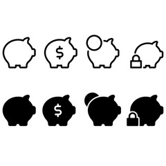 Piggy bank icon vector set. Saving illustration sign collection. deposit symbol. bank logo.