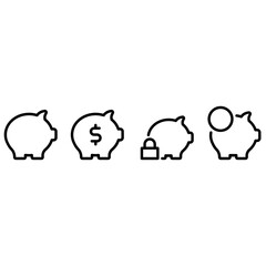 Piggy bank icon vector set. Saving illustration sign collection. deposit symbol. bank logo.