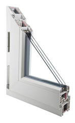 Cross section of a new PVC thermal cut window for high energy performance - energy saving and...