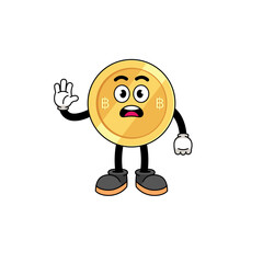 thai baht cartoon illustration doing stop hand