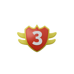 Badge 3 Achievement Badges 3D Illustration