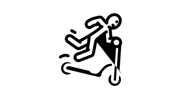 fall scooter accident line icon animation