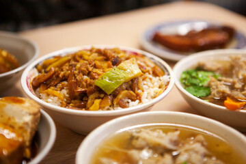 close-up, taiwan, traditional food, delicious, braised pork rice
