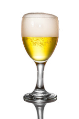 Glass of beer with foamy isolated