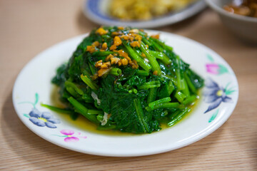 Close-up, Taiwan, traditional food, delicious, hot green vegetables, green vegetables