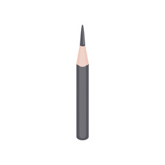 Grey sharp short pencil cartoon illustration. Pencil flat vector illustration. Craft, art concept