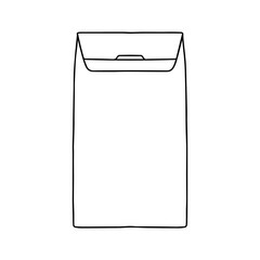 Paper bag for coffee or tea mockup. Packaging template mock up. Delivery service concept. Copy space. Outline, vector, realistic, outline illustration.