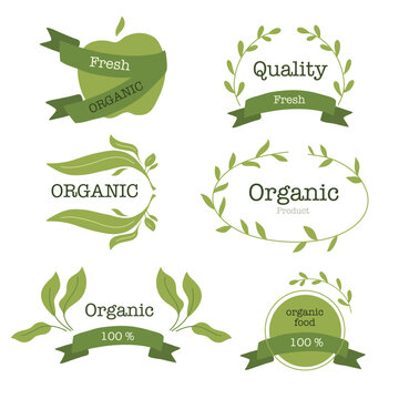natural eco product stamp brand logo for nature and healthy product brand logo set vector