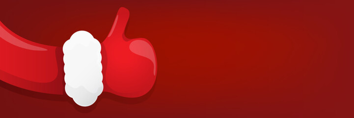 vector funky cartoon Santa Claus like hand icon isolated on red christmas background. Merry christmas horizontal banner background