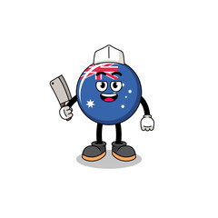 Mascot of australia flag as a butcher