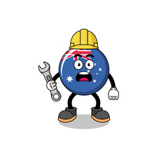 Character Illustration of australia flag with 404 error