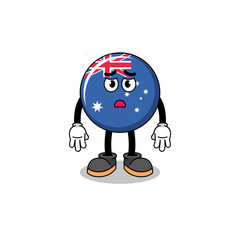 australia flag cartoon illustration with sad face