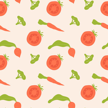 Vegetarian food seamless pattern 