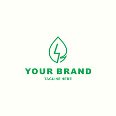 simple logo combined leaf and eco-friendly electric symbol
