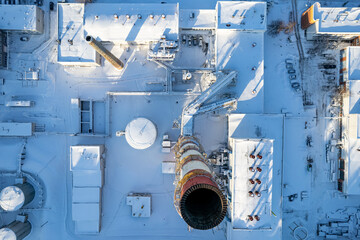 Aerial winter snowy day view of Vilnius, Lithuania