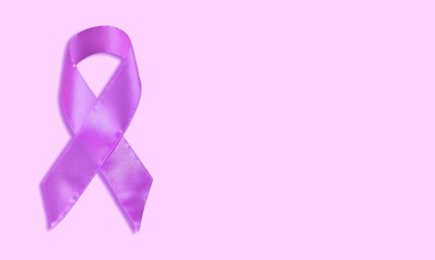 Overdose Awareness concept. Ribbon on purple background