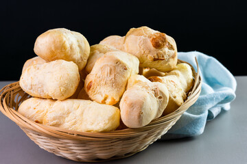Brazilian Pão de queijo, fresh cheese breads. Selective focus