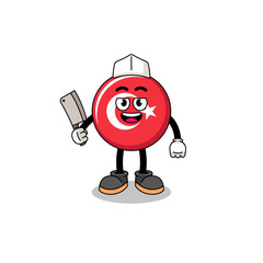 Fototapeta premium Mascot of turkey flag as a butcher