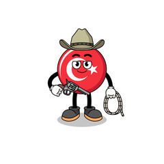 Character mascot of turkey flag as a cowboy