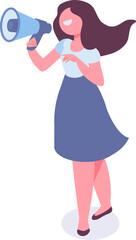 Isometric business people standing with Megaphone