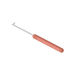 Crochet hook vector illustration. Crochet tool on white background. Winter or autumn, clothes, accessories concept