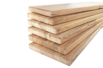 Wooden boards, a board with a seamed edge for building a house and interior decoration, on an isolated white