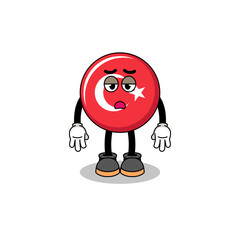 turkey flag cartoon with fatigue gesture