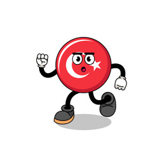running turkey flag mascot illustration