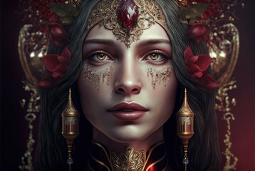 Art Nouveau Goddess. Generative AI, non-existent person. 