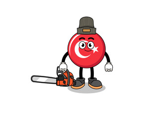 turkey flag illustration cartoon as a lumberjack