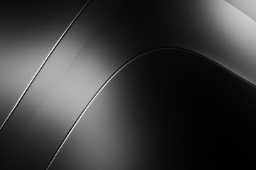 Black curvy pattern surface. 3d illustration. Abstract futuristic background. Minimalist geometric cover design. Warped black stripes. Luxury relief texture wallpaper. Elegant backdrop. - 553768331