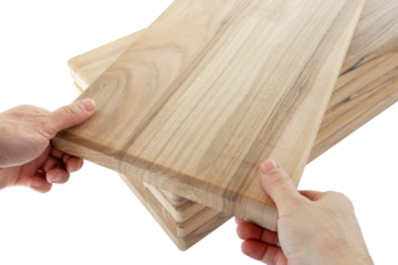 Wooden boards, a board with a seamed edge for building a house and interior decoration, on an isolated white