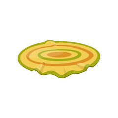 Fototapeta na wymiar Green and yellow round mat cartoon vector illustration. Floor carpet or rug of round shape on white background. Interior, decoration concept