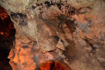 dark cave with rocky wall isolated, close-up