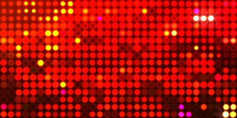 Glowing pattern wallpaper. Glamour background of colorful lights with spotlights. Shining lights party leds on black background. Digital illustration of stage or stadium spotlights. - 553770527