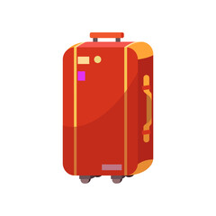 Red suitcase for summer holidays vector illustration. Travel bag isolated on white background. Traveling, vacation concept