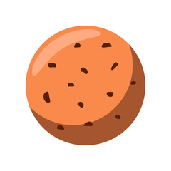 Sweet chocolate cookie cartoon illustration. Tasty fall and Halloween dessert isolated on white background. Food, beverage concept.