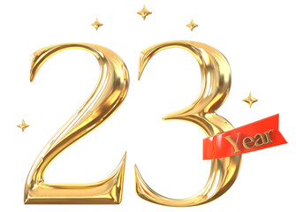 anniversary Golden Number 3D Rendering