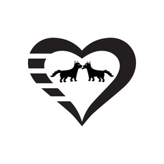 Love dog animal logo template design . icon logo . silhouette logo 