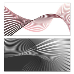 Wavy lines or ribbons. Multicolored striped gradient. Creative unusual background with abstract gradient wave lines for creating trendy banner, poster. Vector eps