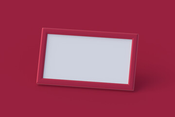 Photo frame of magenta on red background. Color of the year 2023. 3d render