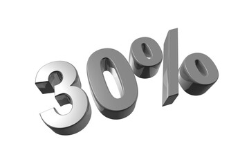 30% off discount offer. 3D illustration isolated on transparent background. Promotional price rate
