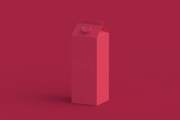Package for beverage of magenta on red background. Color of the year 2023. 3d render
